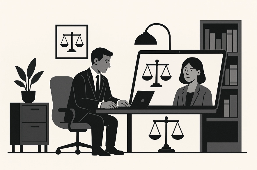 Modern law office and digital legal consultation
